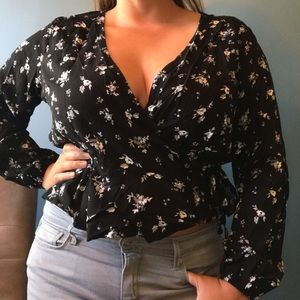 Wrap around style cropped blouse